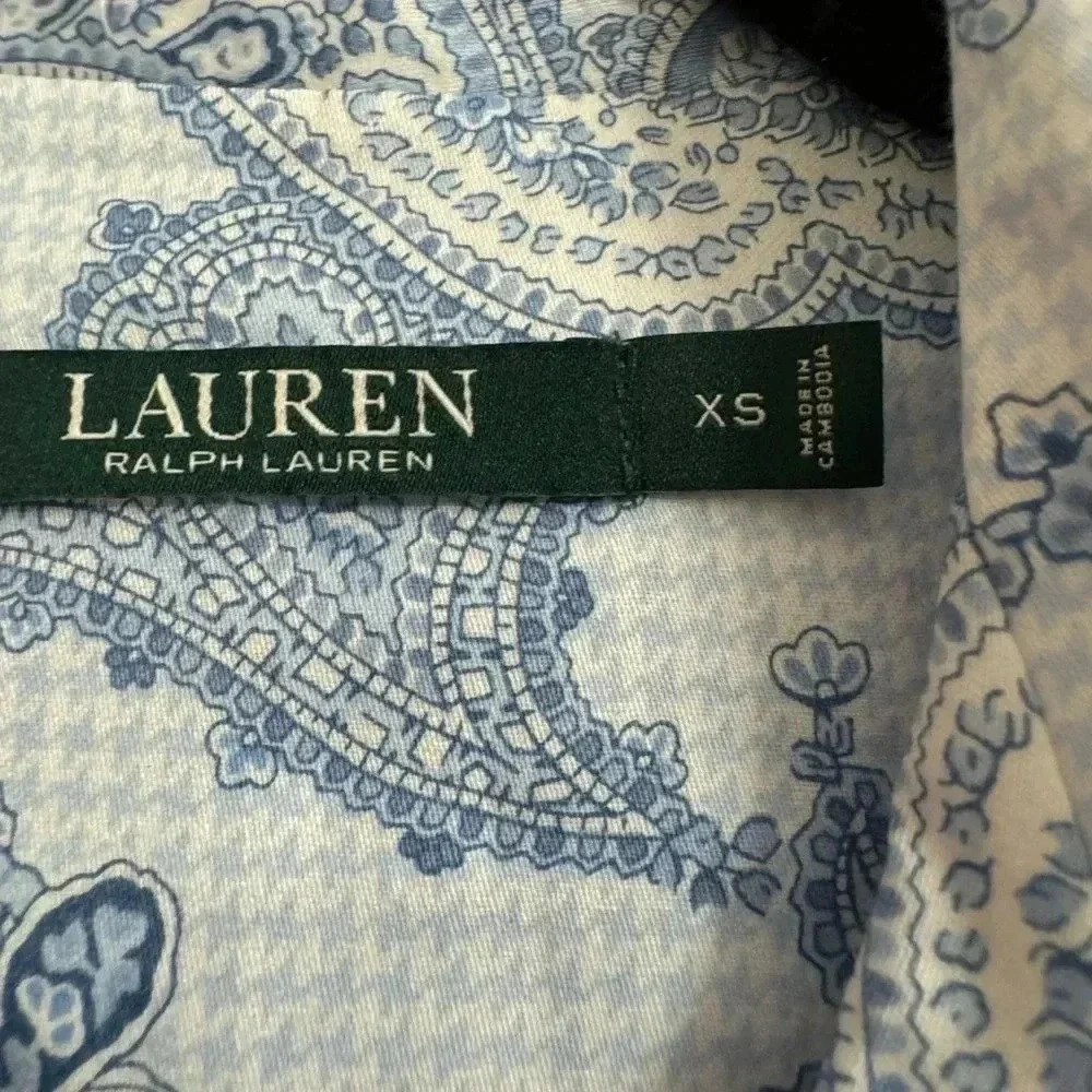 Ralph Lauren Paisley Button Down Cotton Collar Top NWT Preppy Classic Comfy - Picture 3 of 15